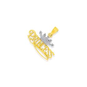 9ct+Gold+Two+Tone+%26%23039%3BPrincess%26%23039%3B+Pendant