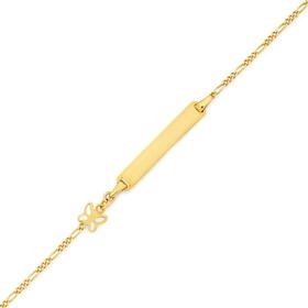 9ct+Gold+14cm+Figaro+Butterfly+I.D.+Bracelet