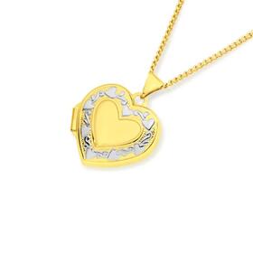 9ct+Gold+Two+Tone+18mm+Multi+Hearts+Border+Heart+Locket
