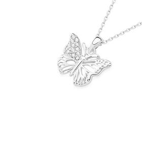 Sterling+Silver+Cubic+Zirconia+Butterfly+Pendant