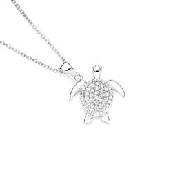 Sterling-Silver-Cubic-Zirconia-Turtle-Pendant on sale
