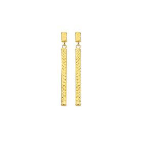 9ct-Gold-Diamond-Cut-Bar-Drop-Stud-Earrings on sale