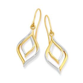 9ct-Gold-Two-Tone-Double-Kite-Drop-Earrings on sale