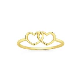 9ct-Gold-Double-Open-Heart-Ring on sale
