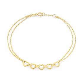 9ct-Gold-19cm-Double-Strand-Multi-Hearts-Trace-Bracelet on sale