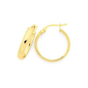 9ct-Gold-3x15mm-Half-Round-Hoop-Earrings on sale