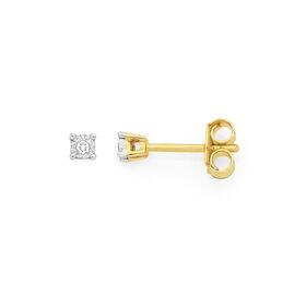 9ct+Gold+Diamond+Stud+Earrings