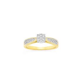 9ct+Gold+Diamond+Cluster+Ring