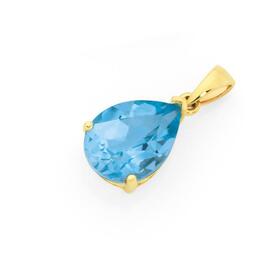 9ct+Gold+Sky+Blue+Topaz+Pear+Pendant