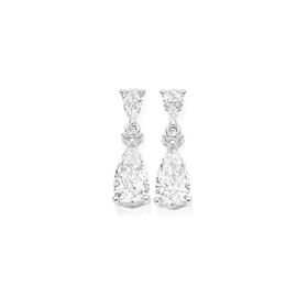 silver-pear-cz-drop-stud-earrings on sale