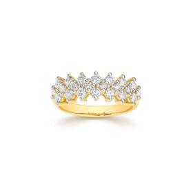 Alora+10ct+Gold+1+Carat+TW+Lab+Grown+Diamond+Two+Row+Ring