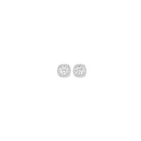 Silver-Round-CZ-Halo-Stud-Earrings on sale