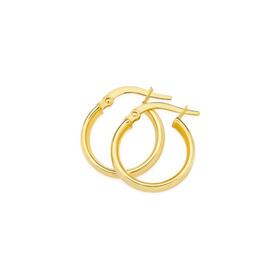 9ct+Gold+4x12mm+Half+Round+Hoop+Earrings