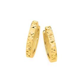9ct-Gold-9mm-Diamond-Cut-Sparkle-Huggie-Earrings on sale