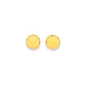 9ct+Gold+6mm+Button+Stud+Earrings