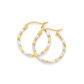 9ct-Gold-Two-Tone-18x15mm-Twist-Hoop-Earrings on sale