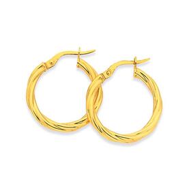 9ct-Gold-25x15mm-Twist-Hoop-Earrings on sale