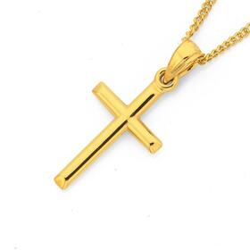 9ct-Gold-21mm-Slanted-Edge-Cross-Pendant on sale