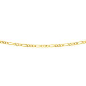 9ct+Gold+50cm+Solid+Figaro+3%2B1+Chain
