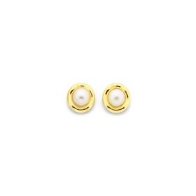 9ct-Gold-Cultured-Freshwater-Pearl-Framed-Stud-Earrings on sale