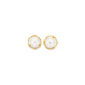 9ct-Gold-Cultured-Freshwater-Pearl-Earrings on sale