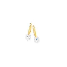 9ct-Gold-Pear-Shape-Crystal-Hoop-Earrings on sale