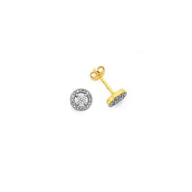 9ct+Two+Tone+Gold+Diamond+Circle+Frame+Earrings