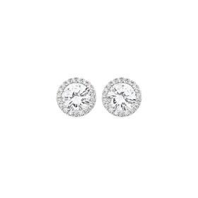 Silver-Round-CZ-Large-Halo-Stud-Earrings on sale