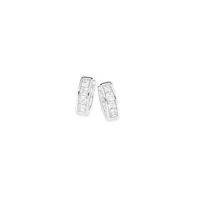 Silver-CZ-15mm-Princess-Huggie-Earrings on sale