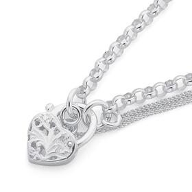 Italian+Made+Silver+Filigree+Flower+Padlock+Bracelet