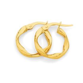 9ct-Gold-3x10mm-Twist-Hoop-Earrings on sale