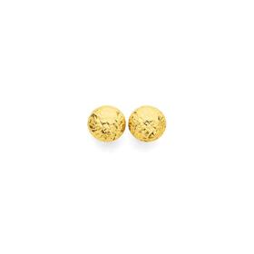9ct-Gold-6mm-Diamond-Cut-Button-Stud-Earrings on sale