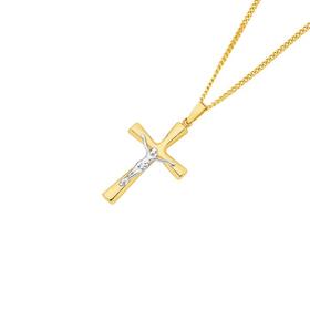 9ct-Gold-Two-Tone-Crucifix-Pendant on sale