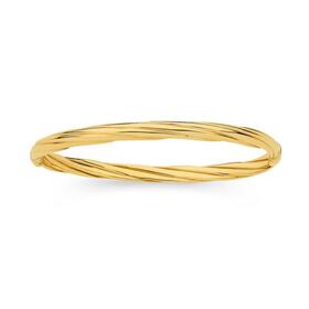 9ct-Gold-60mm-Hollow-Half-Round-Twist-Hinged-Bangle on sale