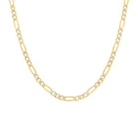 9ct+Gold+Two+Tone+50cm+Diamond-Cut+3%2B1+Figaro+Chain