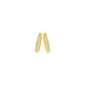 9ct+Gold+Cubic+Zirconia+Hoop+Earrings