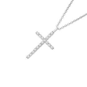 Silver-CZ-Fine-Cross-Pendant on sale