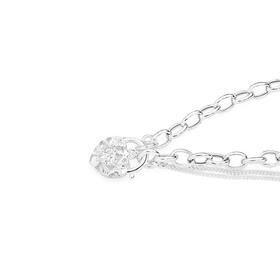 Silver-CZ-185cm-Heart-Padlock-Bracelet-Made-In-Italy on sale