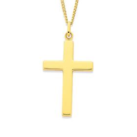 9ct+Gold+30mm+Plain+Cross+Pendant