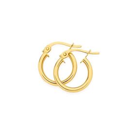 9ct+Gold+3x10mm+Square+Tube+Hoop+Earrings