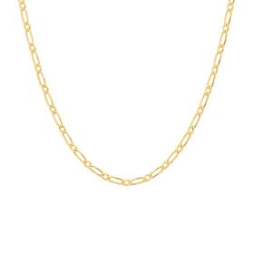 9ct+Gold+45cm+Solid+Diamond-Cut+Figaro+1%2B1+Chain