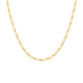9ct+Gold+50cm+Solid+Diamond-Cut+Figaro+1%2B1+Chain