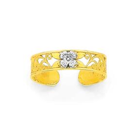 9ct+Gold+Two+Tone+Filigree+Toe+Ring
