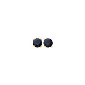 9ct+Gold+Black+Sapphire+6mm+Stud+Earrings
