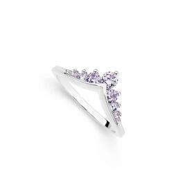 Sterling+Silver+Cubic+Zirconia+Tiara+Ring+Size+O