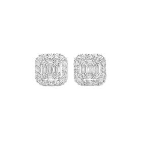 Silver+Square+CZ+Cluster+Stud+Earrings