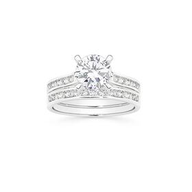 Sterling+Silver+Round+Cubic+Zirconia+Solitaire+Bridal+Set+Size+S