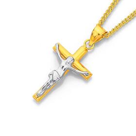 9ct-Gold-Two-Tone-Crucifix-Pendant on sale