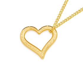 9ct-Gold-Diamond-Cut-Polished-Floating-Heart-Pendant on sale
