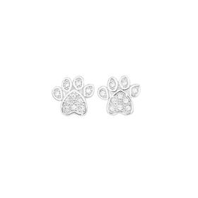 Sterling-Silver-Cubic-Zirconia-Paw-Stud-Earrings on sale